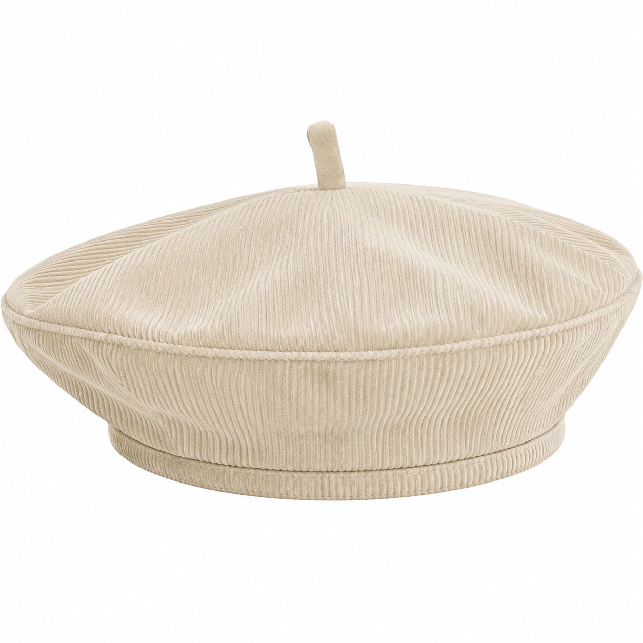 Kord-Baskenmütze in Beige