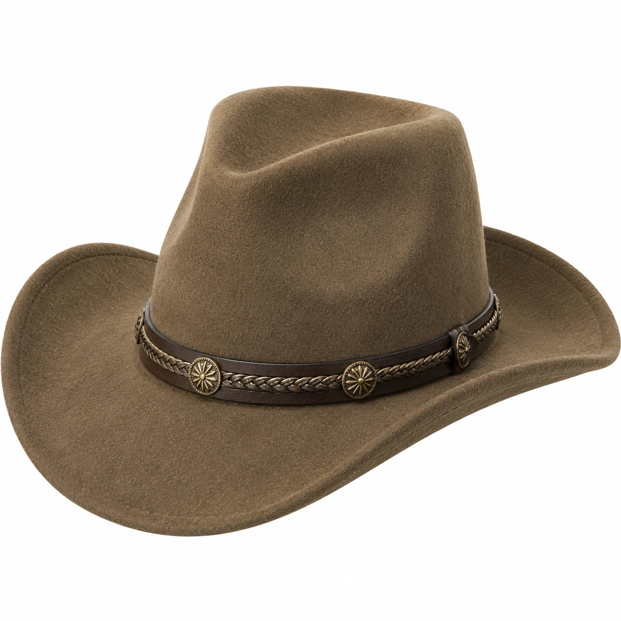 Brauner Cowboyhut mit geflochtenem Band