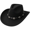Schwarzer Cowboyhut mit Metallverzierungen