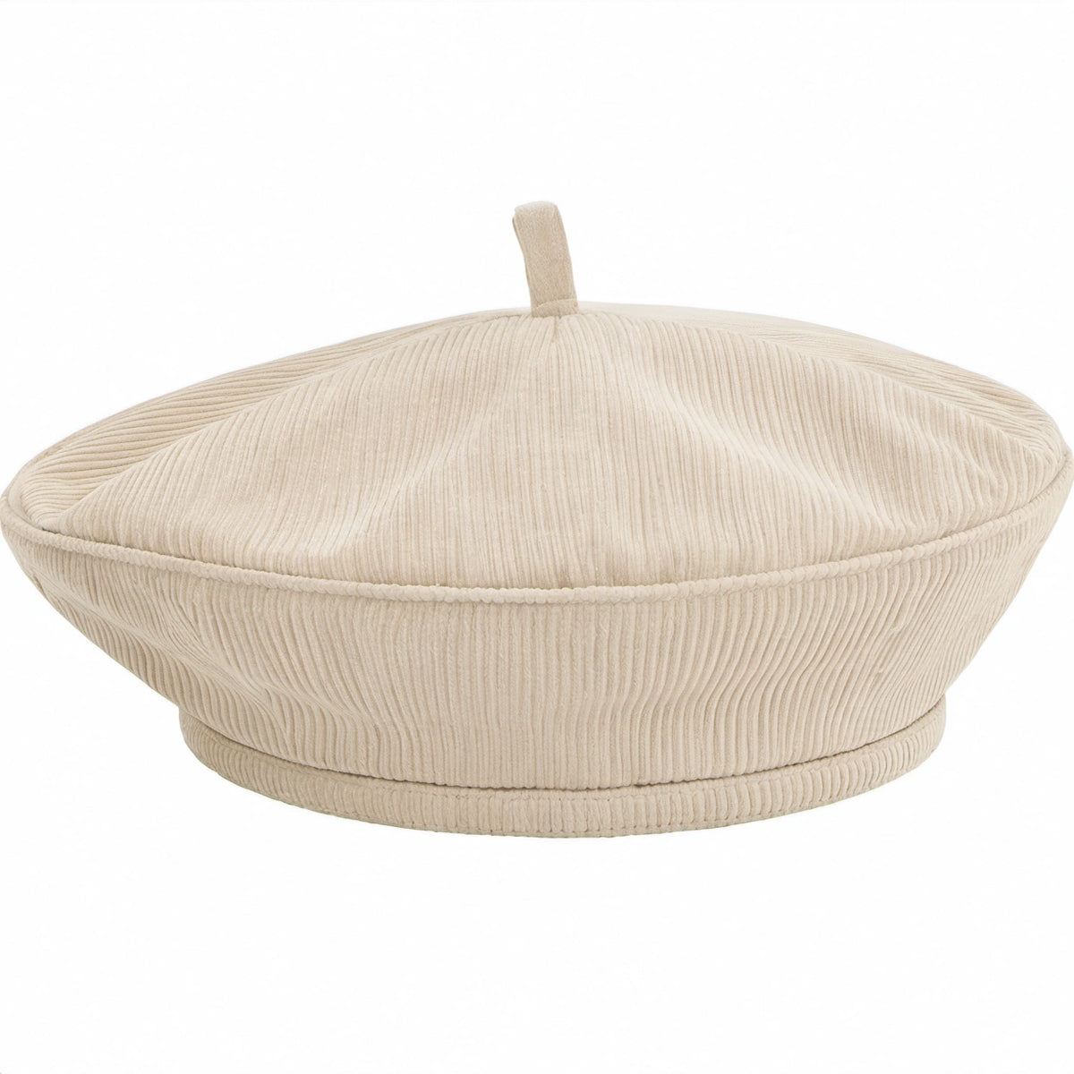 Kord-Baskenmütze in Beige