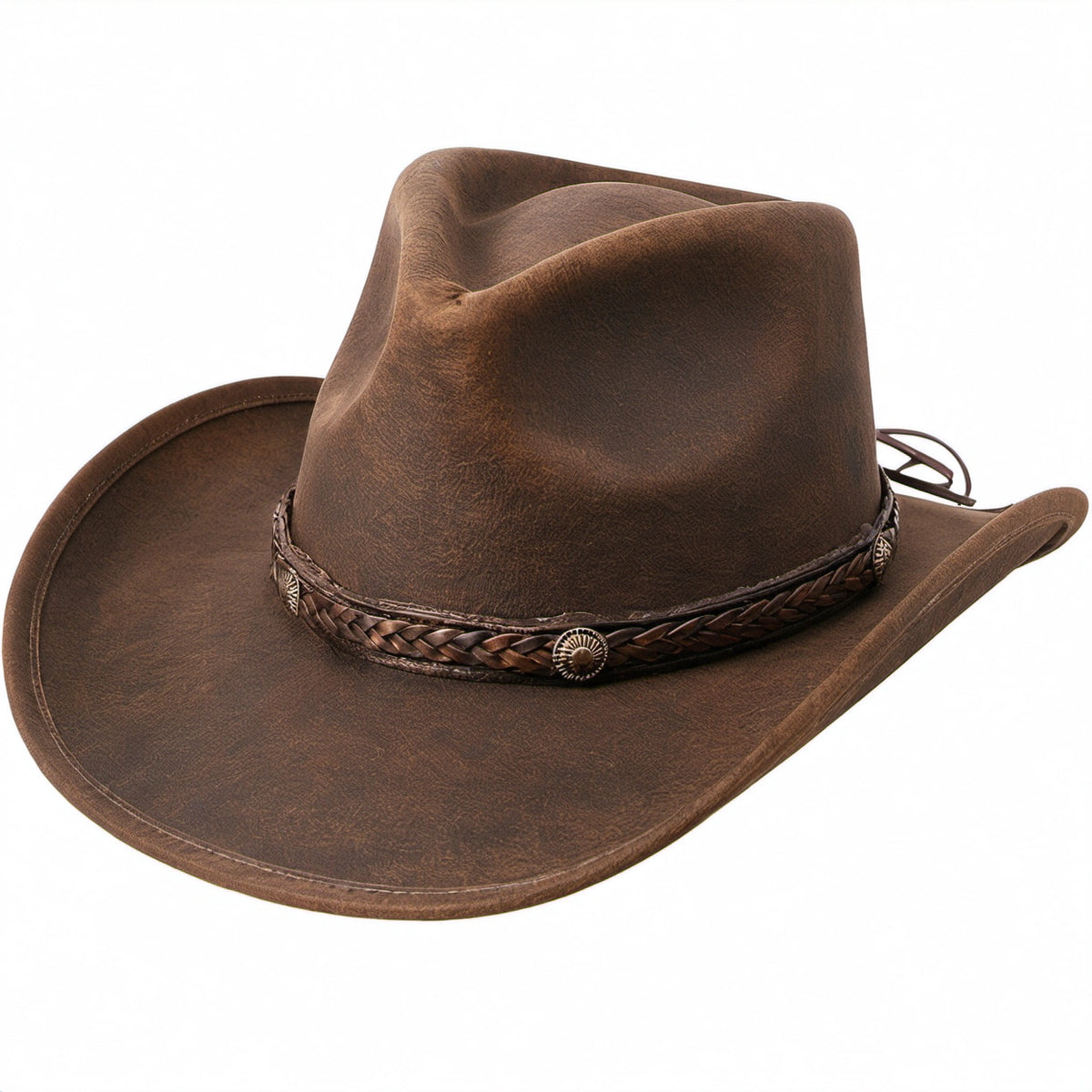 Brauner Westernhut mit Geflochtenem Rand