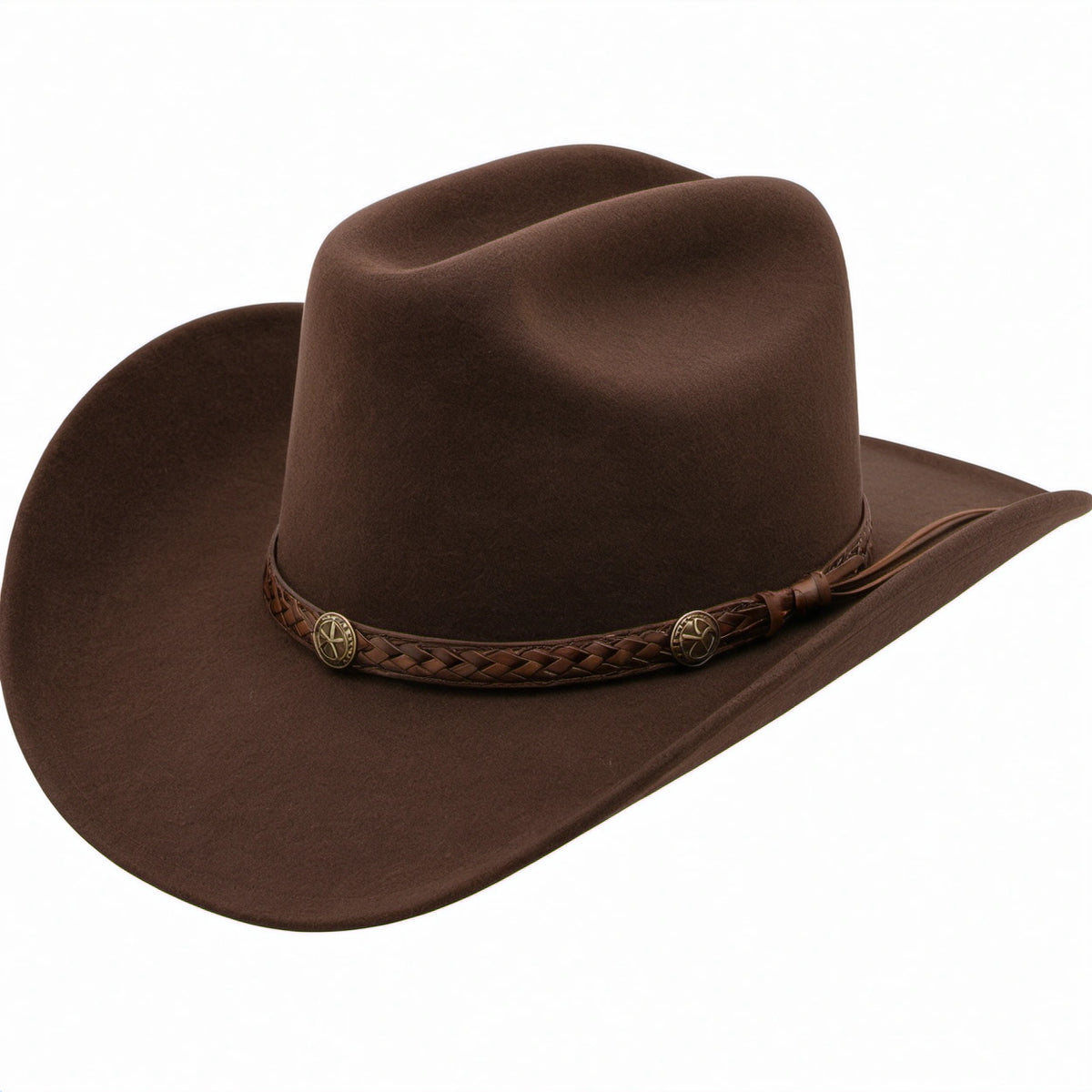Brauner Westernhut mit Geflochtenem Band