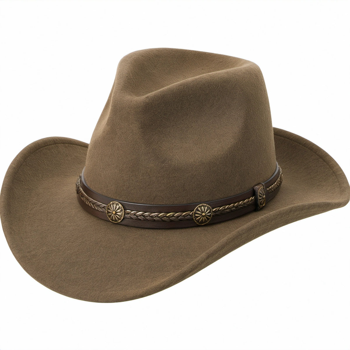 Brauner Cowboyhut mit geflochtenem Band