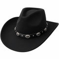 Schwarzer Cowboyhut mit Metallverzierungen