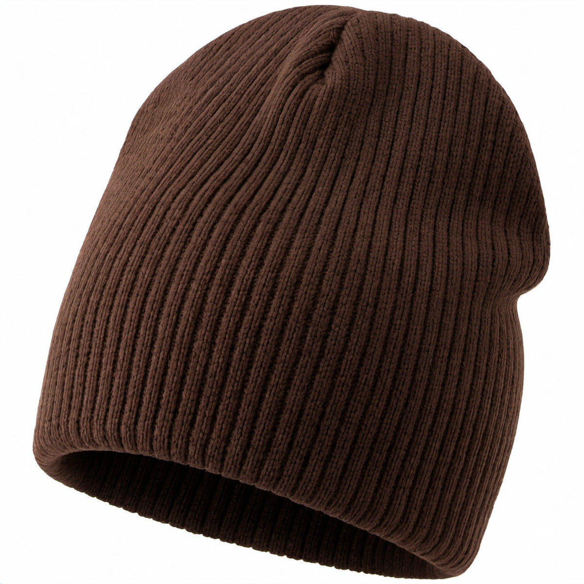 Klassische Rippstrickmütze Braun Einheitsgröße