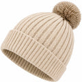 Winter Strickmütze mit Bommel Unisex Beige